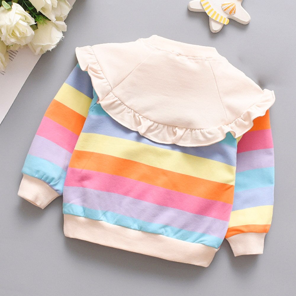 Baby Meisje Lange Mouw Tops Gestreepte Lente Herfst Verjaardag Baby T Shirts Casual Kinderen Kleding Little Girps T-shirts