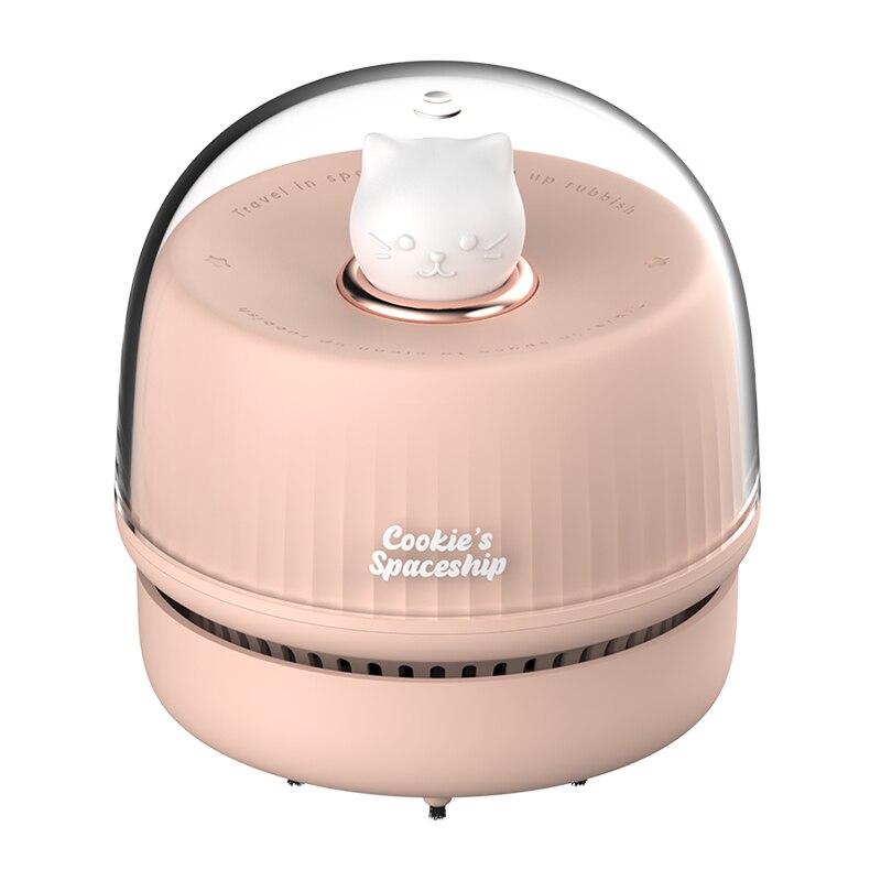 Mini Desktop Vacuum Cleaner Home Office Table Keyboard Cleaner With Night Light USB Student Portable Cute Pet Vacuum Cleaner: pink