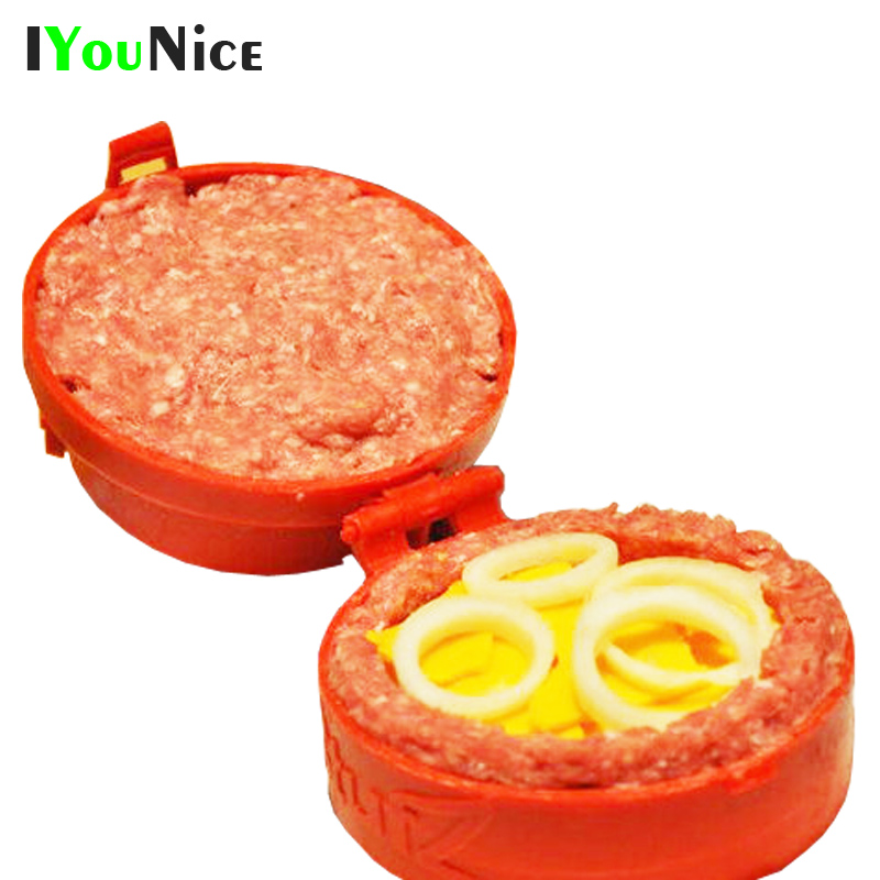 IYouNice Food Grade Plastic Hamburger Meat Maker Patties Stuffed Burger Press Meat Press DIY Meat Juicy Maker BBQ Kitchen Tool