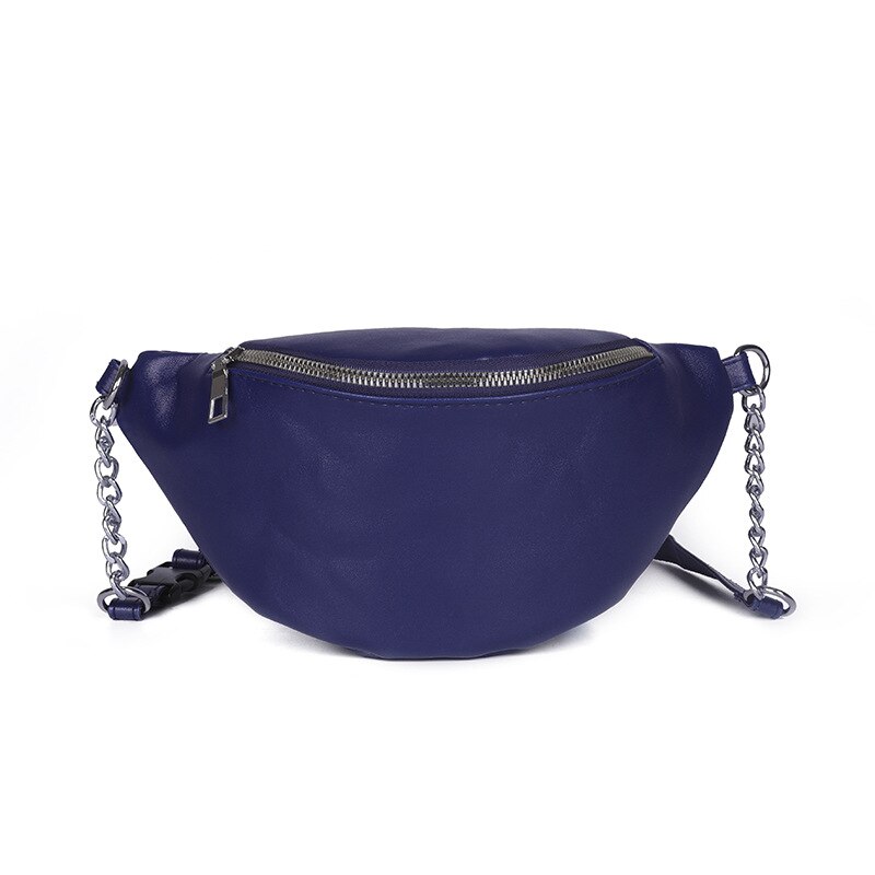 Kette Fanny Pack Taille Tasche Neue Gürtel Tasche Frauen Taille Pack PU Leder Brust Tasche: Tiefe Blau