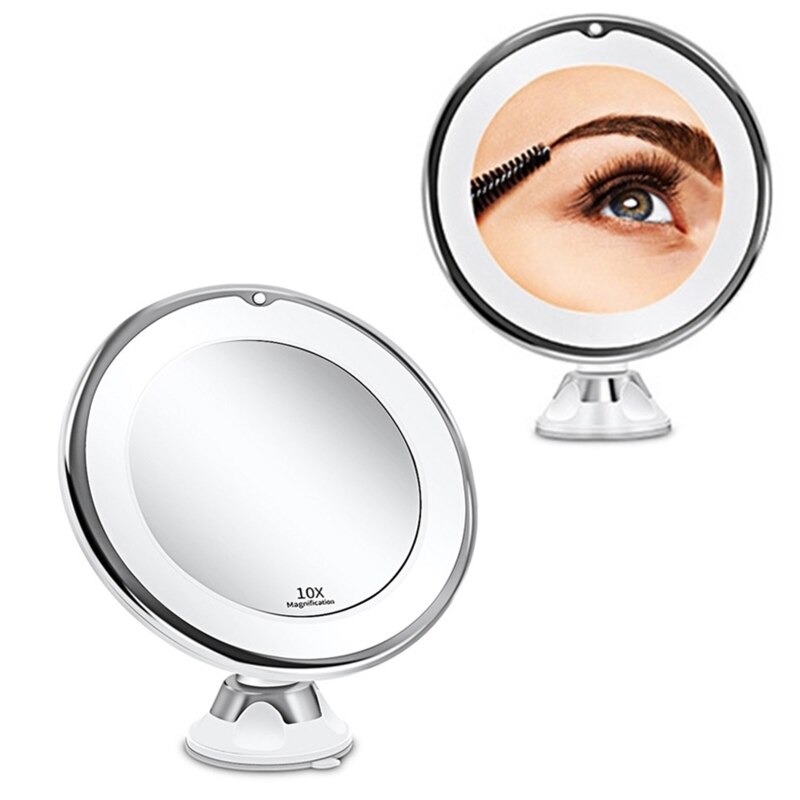 10X Magnifying Makeup Mirror with Light 360 Degree Rotation Powerful Suction Cup