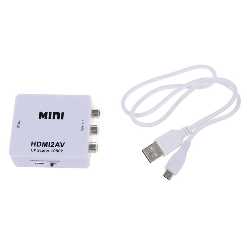 Hdmi-signaali analogiseen signaaliin usb-virtalähde mini-hdmi-rca-komposiittivideo- tai av-sovittimella