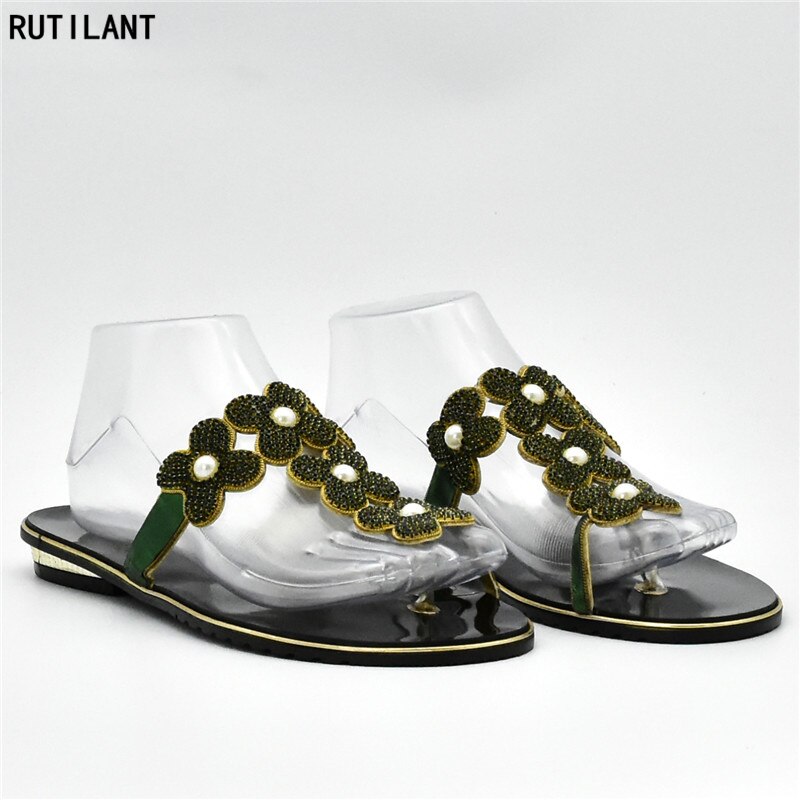 Últimas zapatillas africanas con diamantes de imitación para mujer, Zapatos de italiano para mujer, Zapatos de tacón bajo para mujer, Zapatos Africanos, calzado nigeriano
