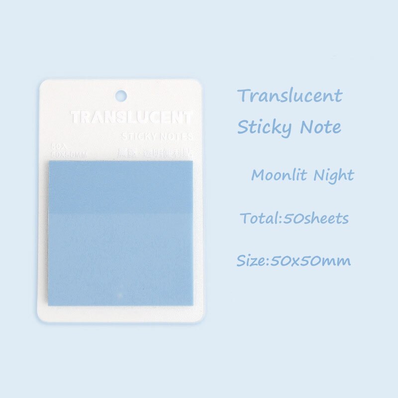 Half Translucent Sticky Notes Colorful Visable Memo Pad School Notepad Waterproof Papeleria 50sheets 5X5cm: Moonlit Night