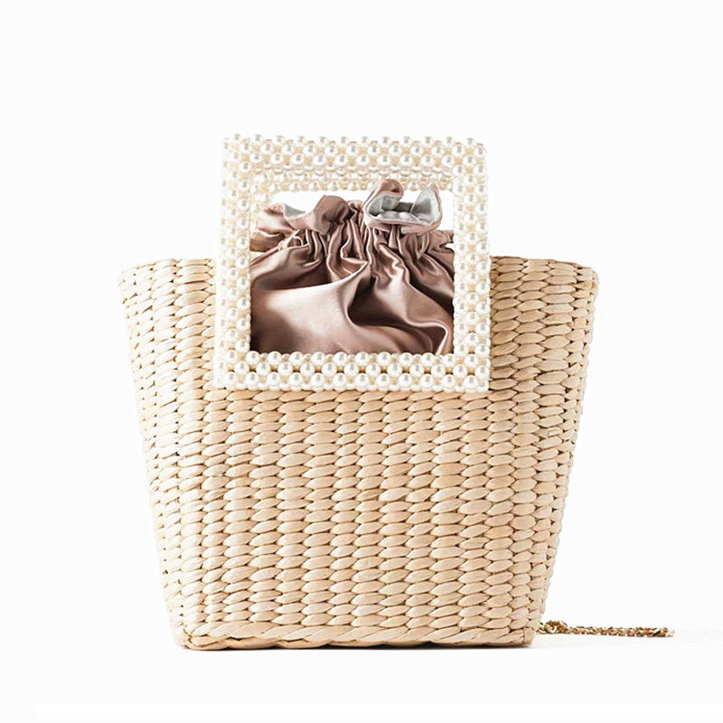 ZA nouvelle perle sac de paille tissé à la main sac à bandoulière bord de mer concepteur sac à main célèbre femmes sacs: style 1