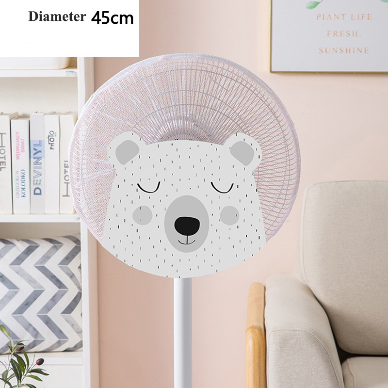 Cute Printed Electric Fan Cover for Baby Kid Finger Protector Safety Mesh Net Cover Children Hand-protected Fan Guard Dust Cover: Bear-45cm