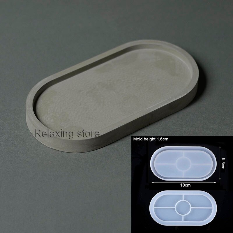 Round Square Flower Pot Concrete Planter Molds DIY Plaster Home Decor Succulent Plants Cement Clay Crafts Silicone Mould: Oval Tray Mold