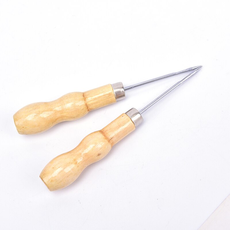 2 uds. Herramientas de costura de cuero y lona, herramientas de mango de madera, puntadas a mano, Kit de herramientas de aguja para artesanía de cuero, suministros de costura