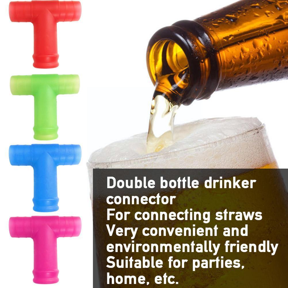 Straw Connector Double Bottle Drinker Connector Tee Drinking Snorkel Double Tool Beer Pipe Bar For Connecting Straws X3F9
