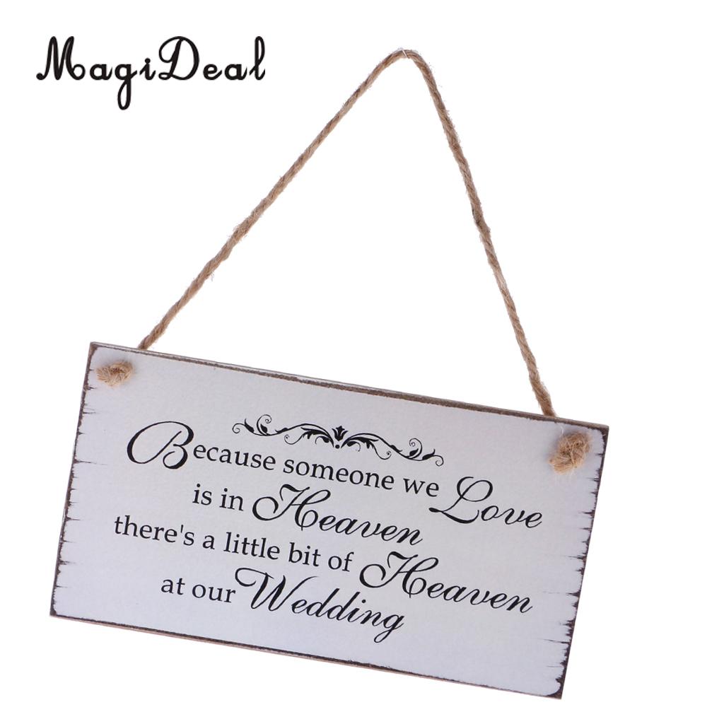 Magideal romantisk titel, fordi nogen vi elsker er i himlen bryllupsskilt mindesmærke hængende plakat bryllupstavle 22 x 10.5cm