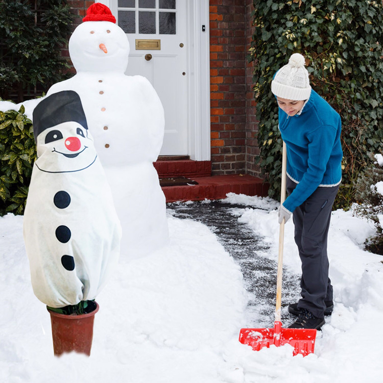 Behogar Cartoon Winter Warm Kerstboom Cover Plant Wrap Deken Freeze Bescherming Protector voor Koud Weer 90x103 cm