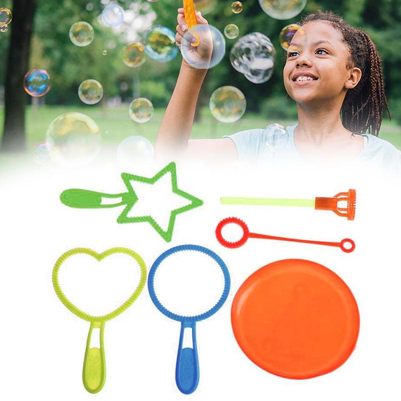 6Stck freundlicher Blasen blasiert Seife Werkzeuge Spielzeug blasiert Stöcke einstellen blasiert draussen blasiert Maschine freundlicher Gebläse Für freundlicher spielzeug T5G0