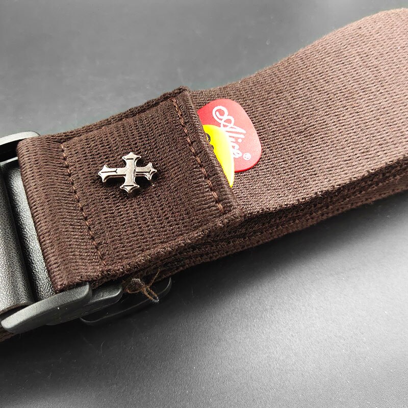 Vintage elektrische gitaarband akoestische folk gitaarband cross personality gitaarband leer met plectrum zakje