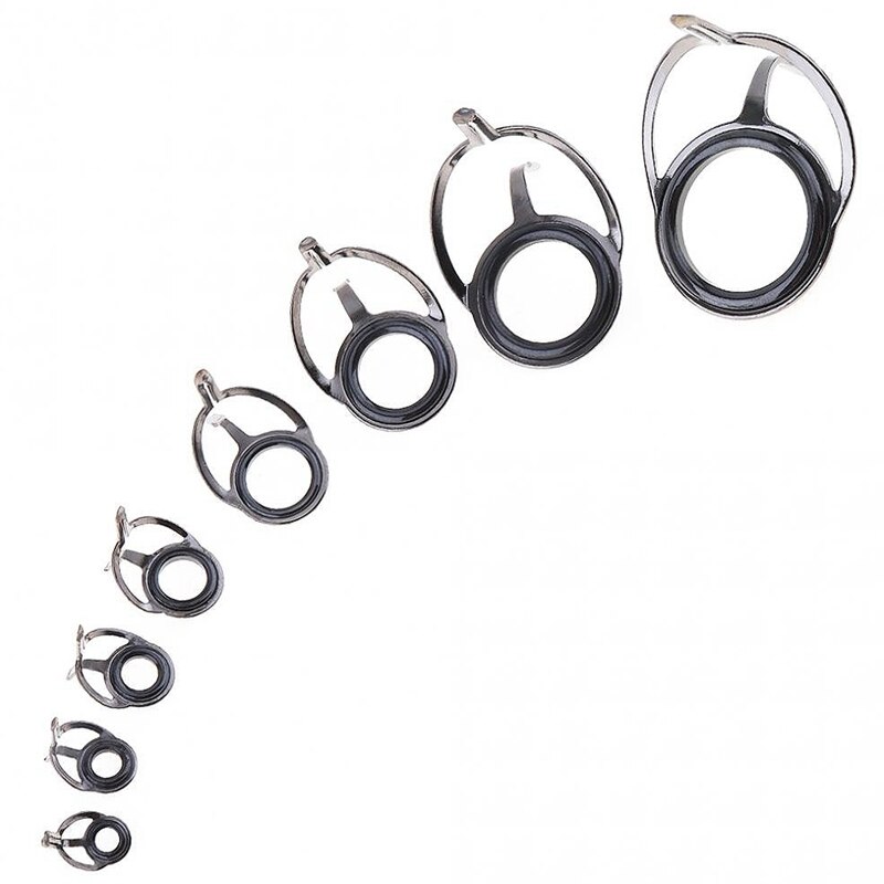 8 Pcs Fishing Rod Guide Oval Fishing Rod Eyes Guides Line Rings Pole Repair Kit Mixed Size Double Leg Rings