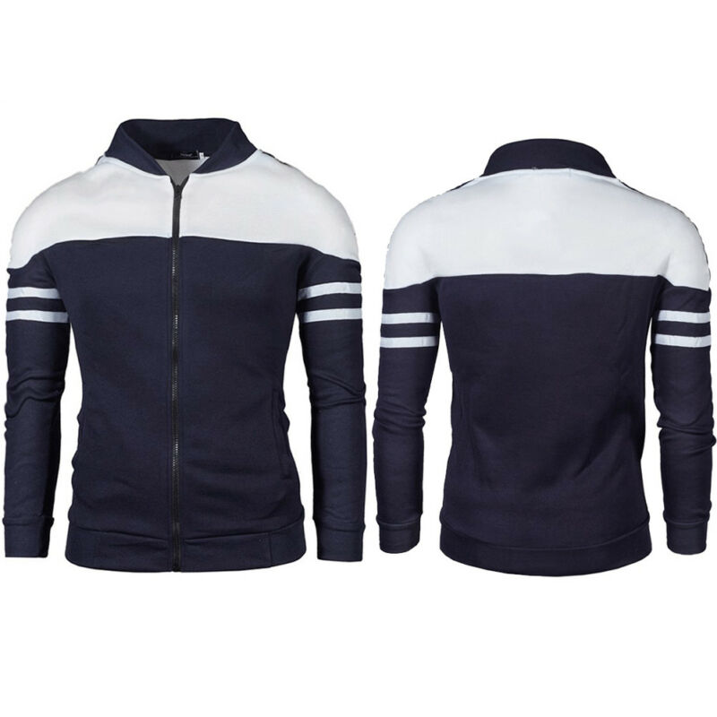 Meihuida forår efterår mænd golf jakker frakke stribet patchwork slim fit jakker til afslappet sport jakke mandlig mand sportwear toppe