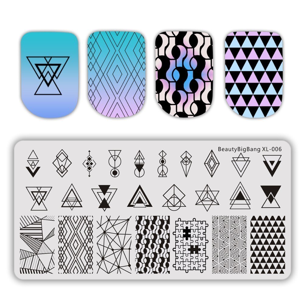 BeautyBigBang-láminas rectangulares para manicura Tema de otoño, estampador de uñas, 6x12cm: XL-006