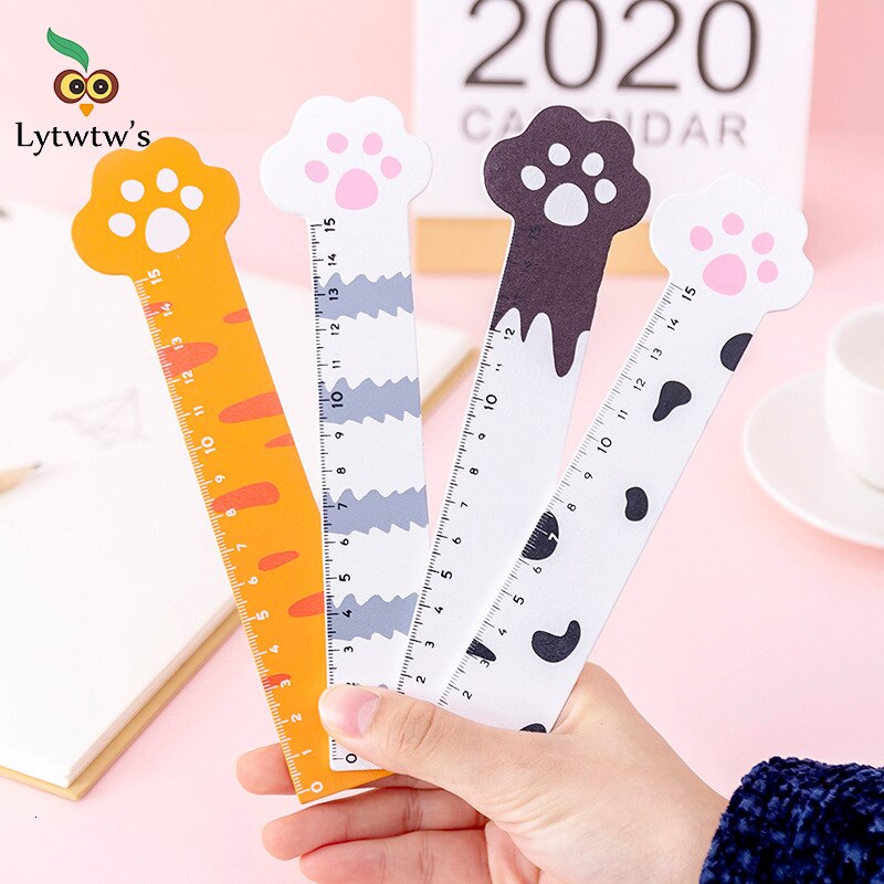 1 st lytwtw's kawaii enkel kattklo ull linjal mäter rak linjal verktyg elev skola kontorsmaterial brevpapper