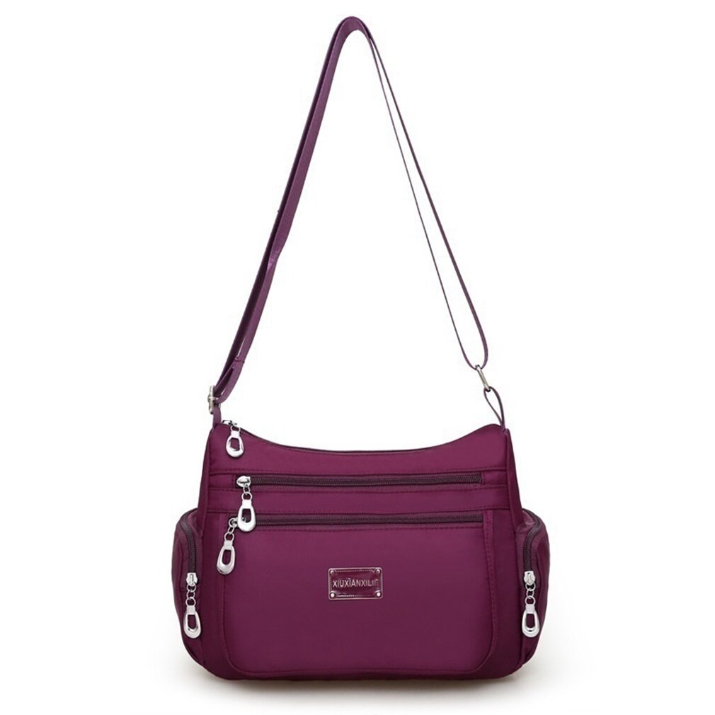 Women Handbag Multi-Functional Bag Women's Shoulder Bag Durable Waterproof Nylon Crossbody Messenger Bag Female: purple