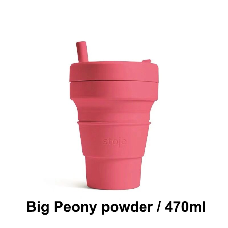 STOJO TASSE Klapp Silikon Tragbare Silikon kaffee tasse multi-funktion folding silica tasse Büro reise Wesentliche: bigpeony powder470