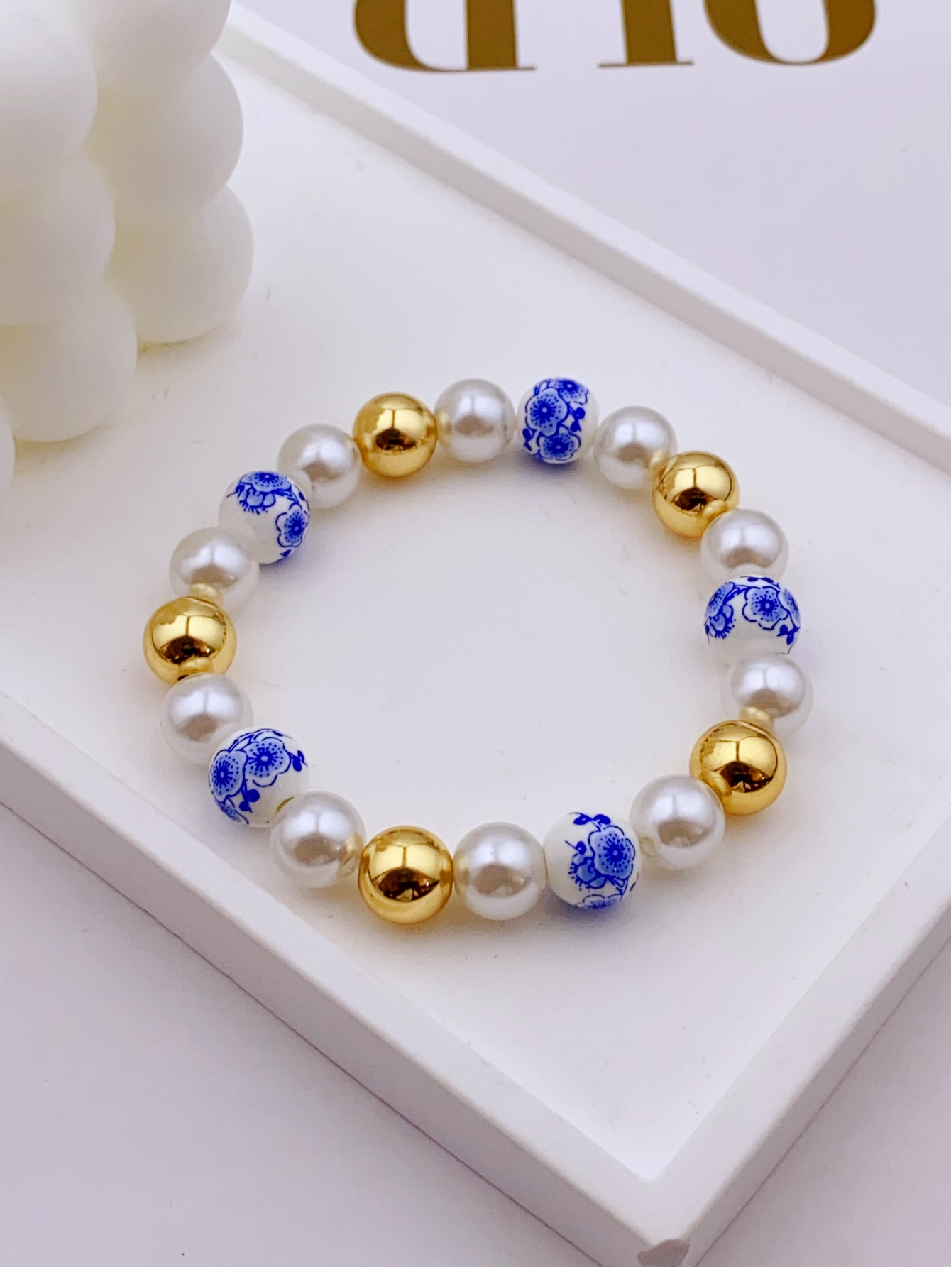 pulsera de cerámica con cuentas acrílicas y perlas hecha a mano para mujer, pulsera de uso diario para mujer: Morado