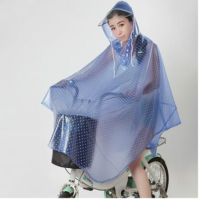 Gennemsigtig regnfrakke cykelregnbetræk vandtæt cykelregnkapper pvc regnfrakker: Blå