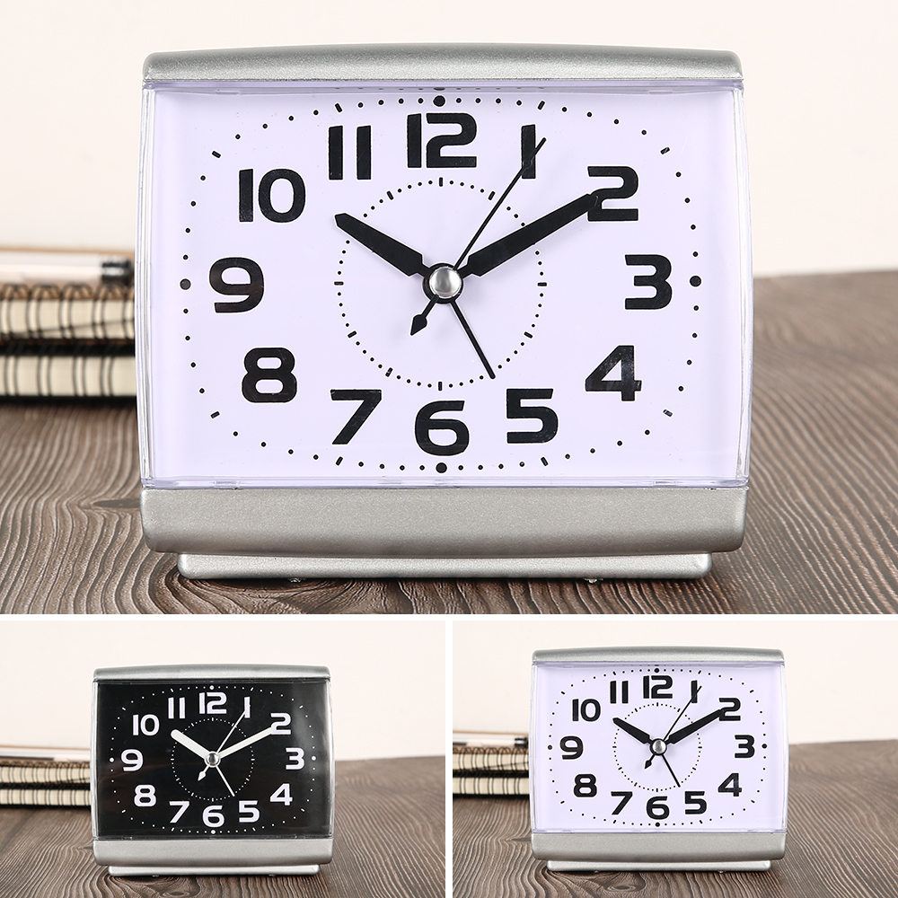 Modern Square Alarm Clock Bedroom Desktop Bed Wake Up Clocks beside student Plastic Silent Sweeping Small table Clock