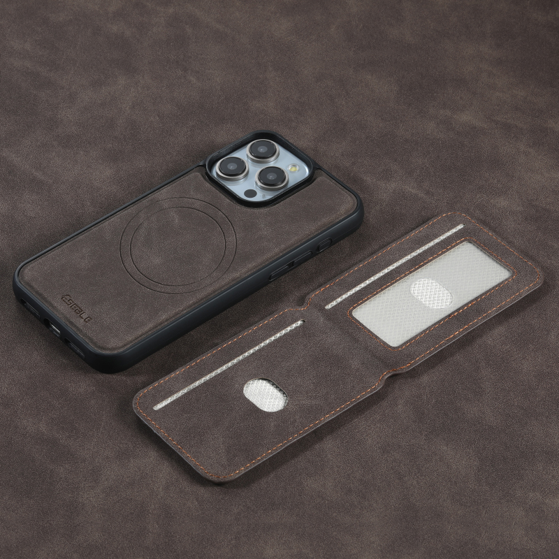 Magsafe Magnetic Wireless Charging Wallet Card Slot Bracket Leather Phone Case For iPhone 16 Pro Max 14 13 15 Pro Max Back Cover