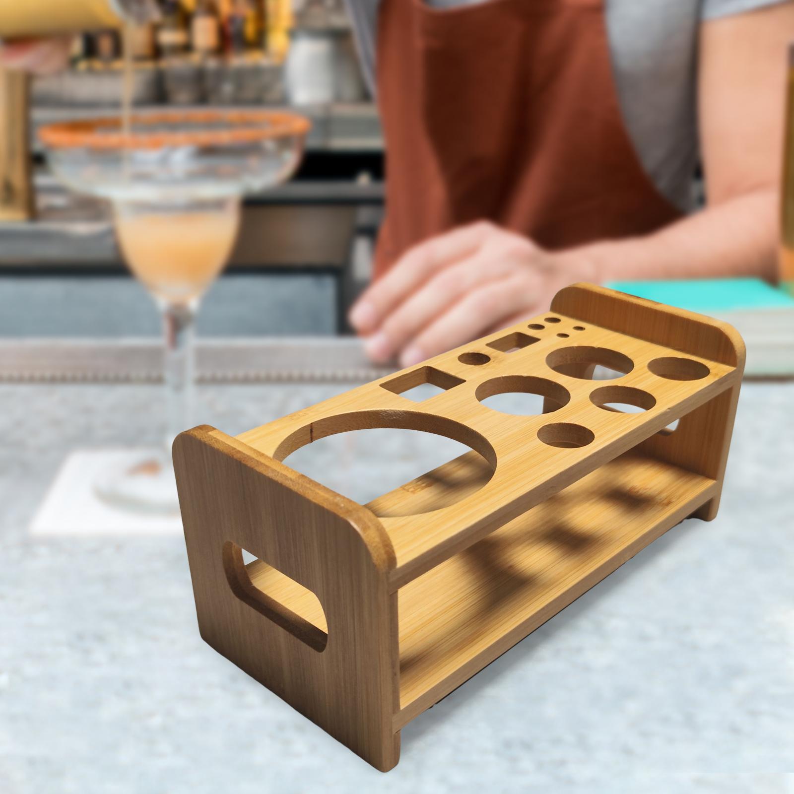 Cocktail Shaker Holz Regal stabile Universal- küche für Anfänger Barware Stand langlebige Schreibtisch-Bar Bambus Shake Gestell
