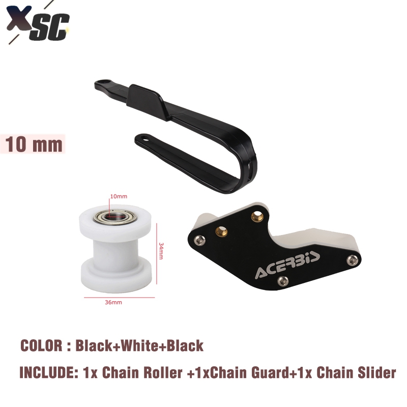 Motorcycle Swingarm Protection Chain Slider Rear Cover Chain Protector Guard Guide Roller Wheel Guard Set Pit Dirt Bike Racing: WHITE