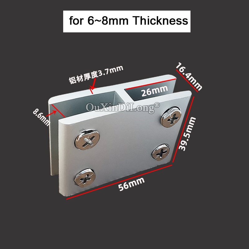 2PCS Aluminum Alloy Glass Clamps Clips 180 Degree Board Frame Glass Shelf Fixed Holder Brackets No Drilling for 3~20mm