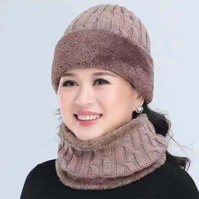 2 stuks skimuts sjaal koud warm winter muts voor dames heren gebreide muts muts warme muts moeder vader muts skullies mutsen: Khaki
