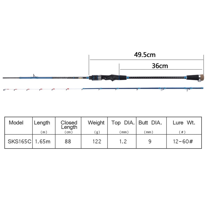 Seekbass 1.65m product Light Saltwater Boat Squid Fishing Rod Solid Glass Fiber Material Tip Casting Rod Cuttlefish Rod