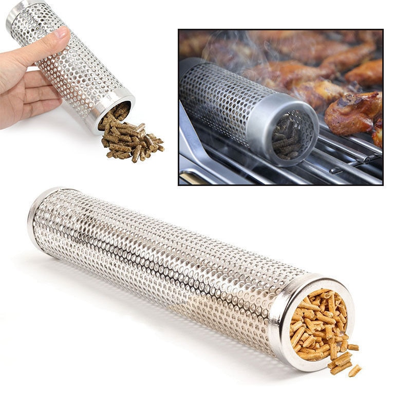 BBQ Edelstahl Zubehör Maschen Runde Sqaure Perforierte Gittergewebe Raucher Rohr Grill Grill Generator Raucher Filter Werkzeug