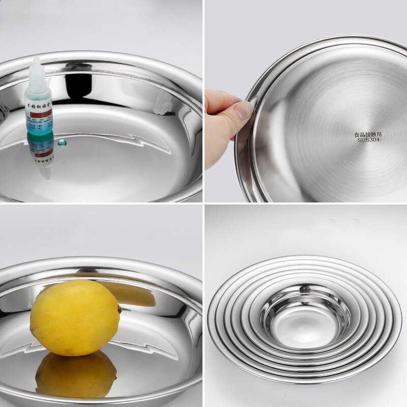 304 middagstallerkener i rustfritt stål serveringsfat pastaboller servise retter salat miksing matbeholder organiseringsbrett