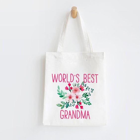 Verdens bedste bedstemor lærred tote shopping taske bedstemor skulder shopper tasker dame håndtaske stor tote bedstemor: B1797- spsk. m