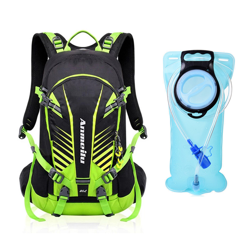 Fiets Tas Draagbare Waterdichte Sport Rugzak 20L Outdoor Wandelen Klimmen Pouch Fietsen Fiets Rugzak: Green with water bag