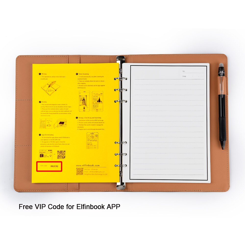 Elfinbook X Leather Smart Reusable Erasable Notebook Microwave Wave Cloud Erase Notepad Note Pad Lined With Pen