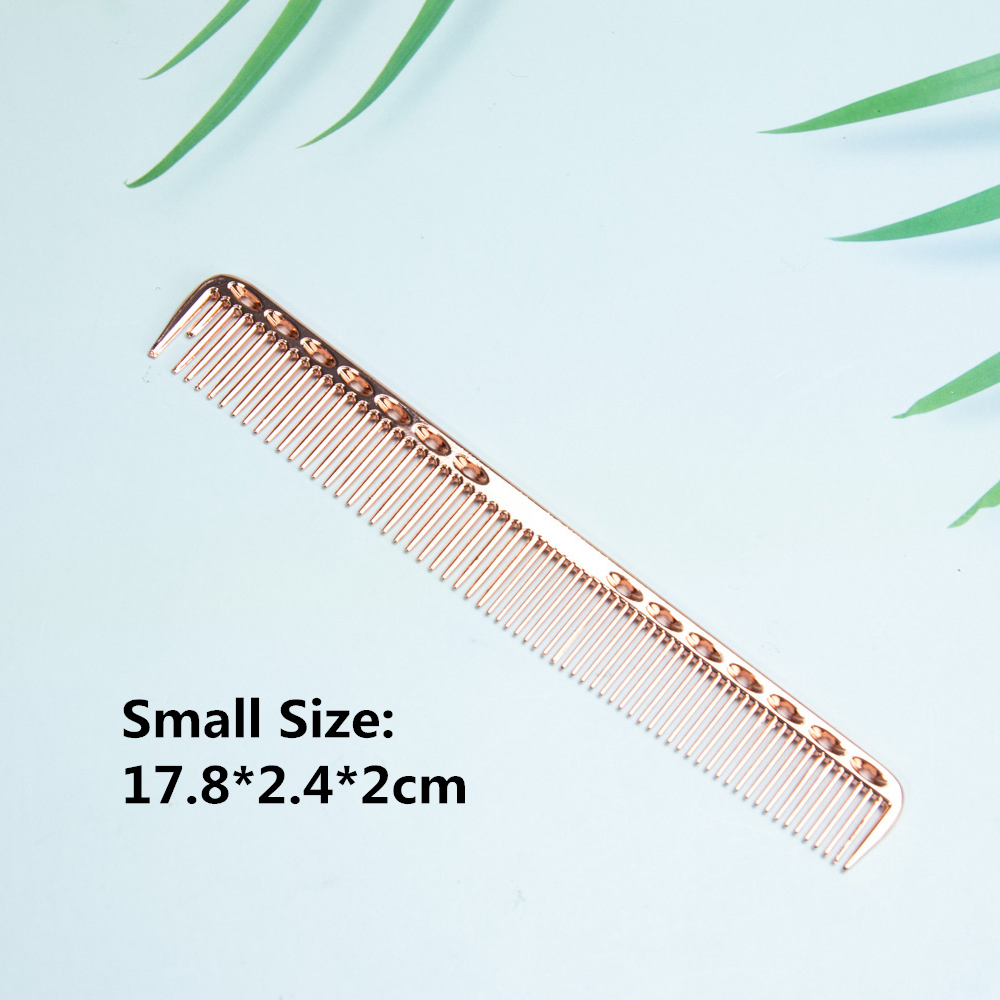 Space Aluminuml Hair Comb Pro Hairdressing Combs расческа для волос Hair Cutting Dying Hair Brush Barber Tools Salon Accessaries: Small-rose gold