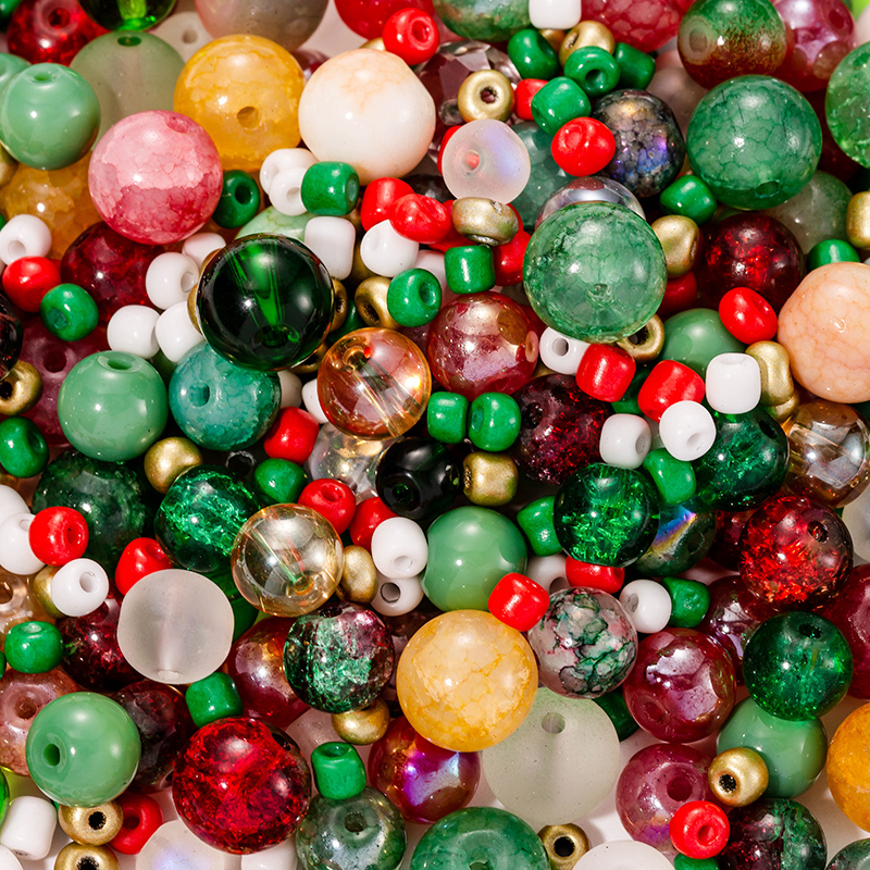 50g Glass Beads Assorted Colourful Round Loose Beads DIY Lamp Work Beads for Bracelets and Necklaces Jewelry Making Supplies: Blue