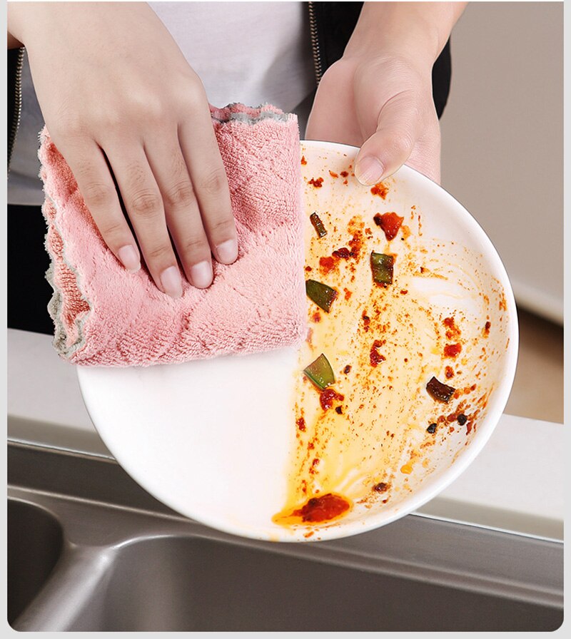Microfiber Cleaning Cloth Super Absorbent Household Dish Towels Kitchen Oil And Dust Clean Wipe Non-Stick 5/10pcsOil Rags