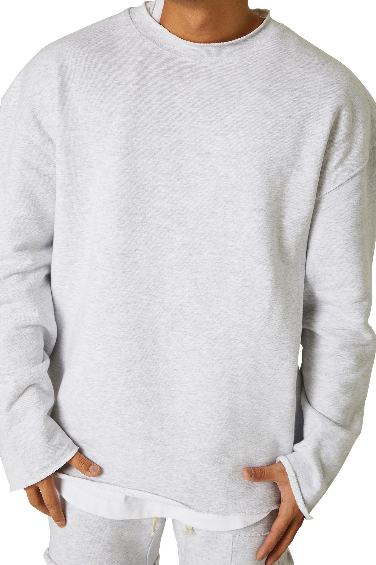 Fitness Spring and Autumn Sports Men's Leisure Training Running Loose Plus Size Pullover Long Sleeve Sweater Sweatshirt: XXL / White Gray