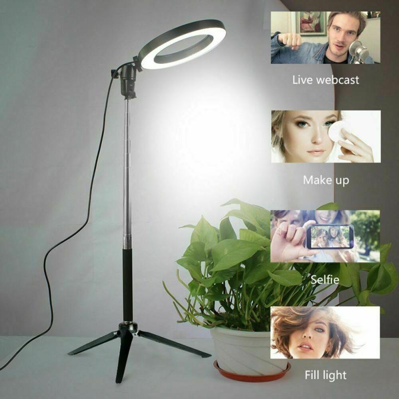 Lumière annulaire LED à intensité réglable avec trépied USB pour Selfie, grande lampe annulaire de photographie avec support pour Studio de téléphone portable