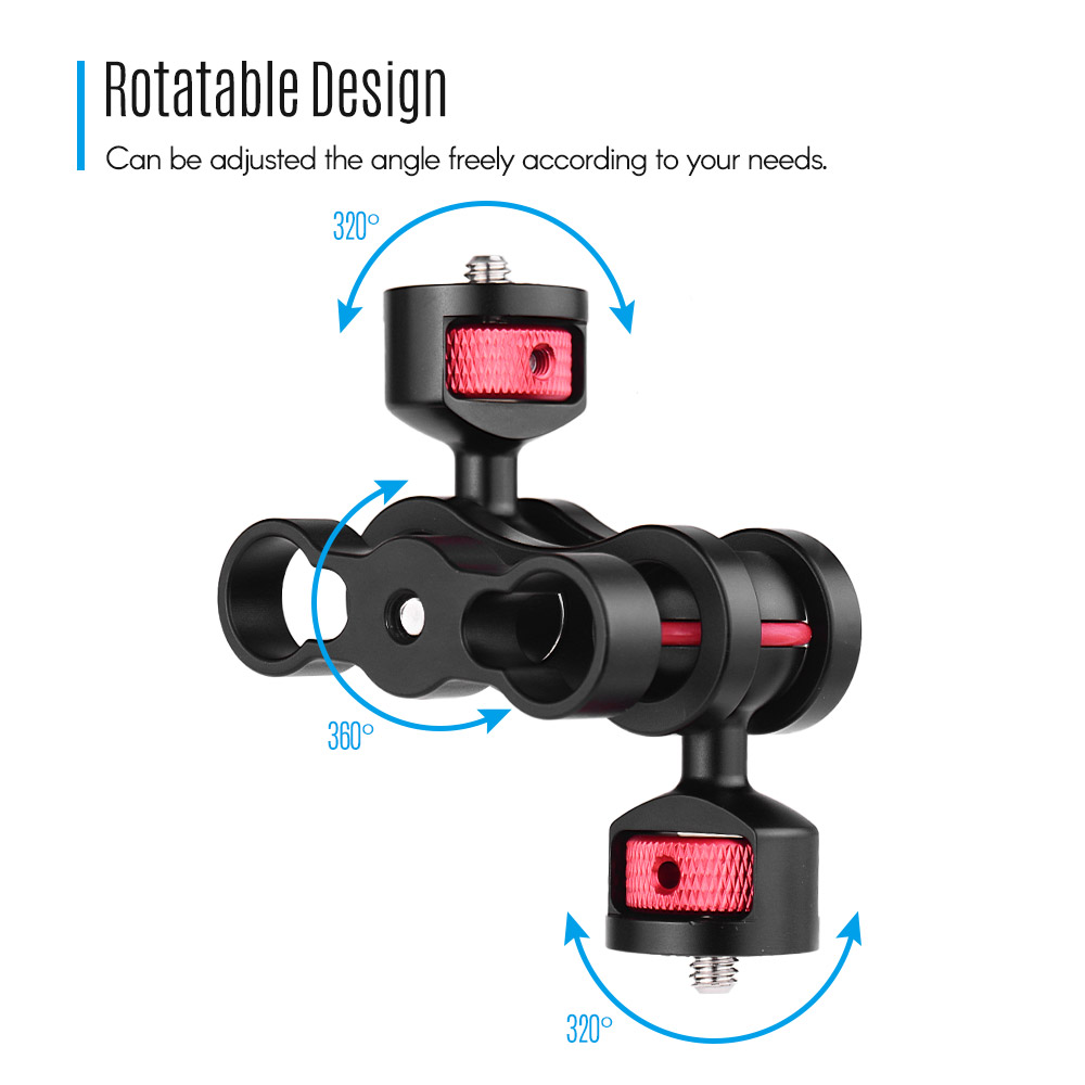 Andoer Clamp Adapter Multi-functional Aluminium Alloy Articulating Magic Arm Ball Head Arm Mount Clamp Adapter CNC Processing