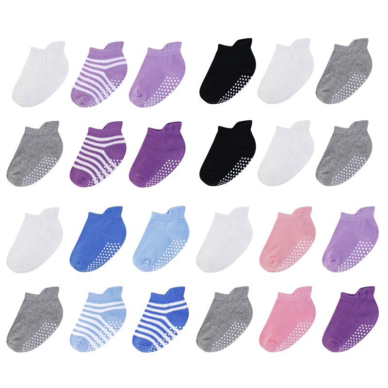 6Pairs Baby Sokken 100% Biologische Katoenen Baby Sokjes Met Non Non-Slip Zolen Unisex Anti Slip Baby sok Voor Meisjes Jongens 0-3Y