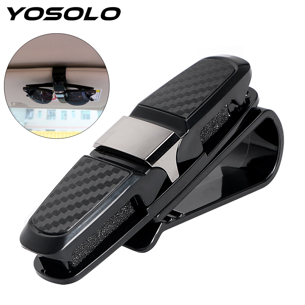 Yosolo briller clips billet kort klemme abs sort bil briller etuier bærbar bil solskærm solbriller holder fastgørelse cip