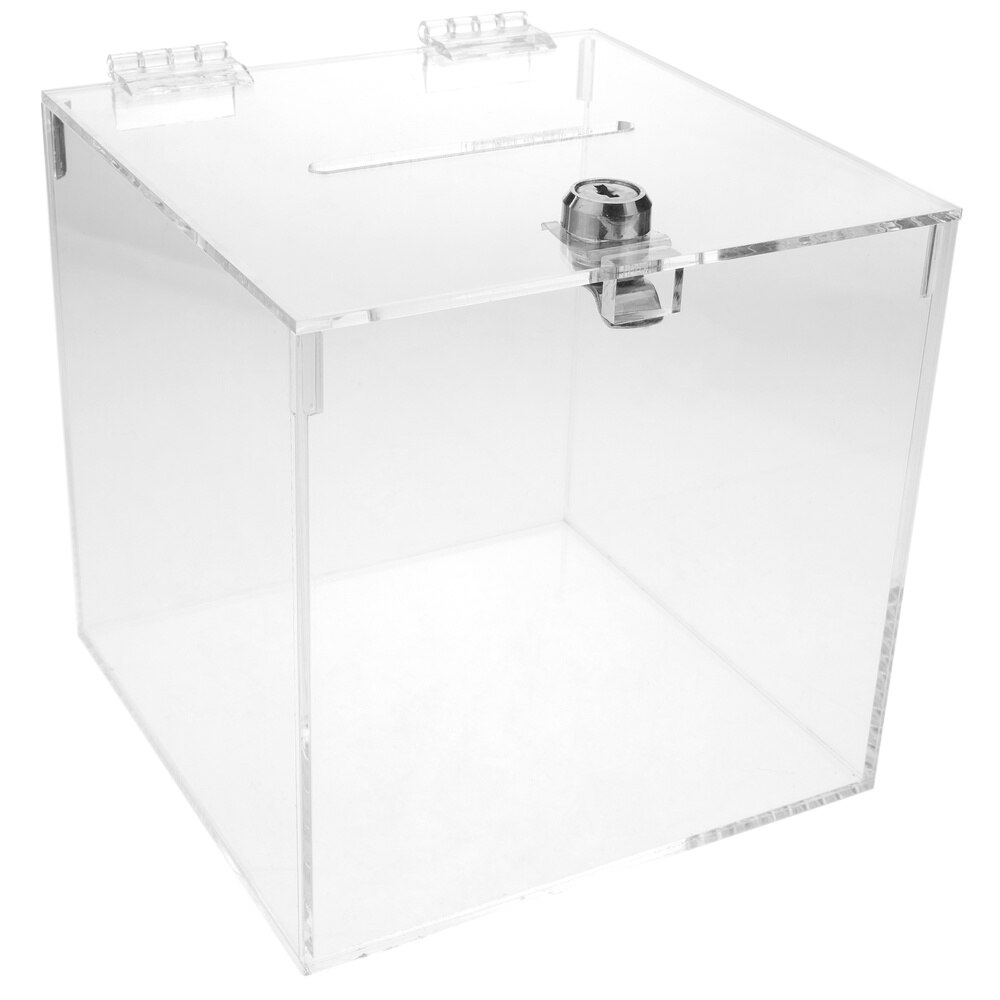 Primematik-Transparant Methacrylaat Urn Met Veiligheid Sleutel 15x15x15cm