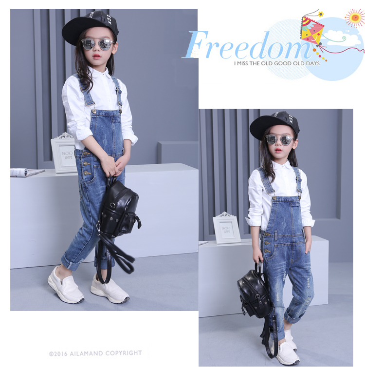 Kids Kinderen Meisjes Kleding Denim Gat Jumpsuit Overalls Playsuit Voor