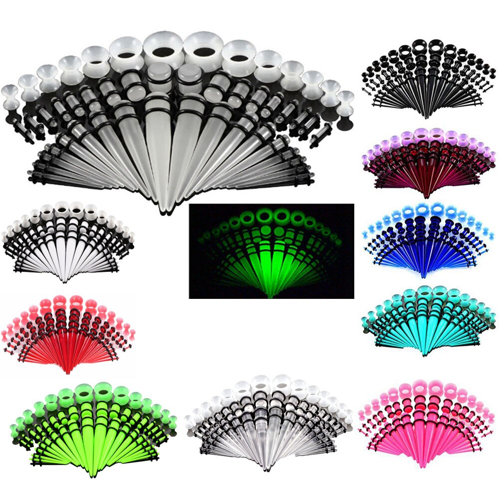 Acryl Oor Gauge Doorstoken Oorbellen Taper En Plug Stretching Kits Gemengde Kleur Oor Flesh Tunnel Uitbreiding Body Piercing Sieraden
