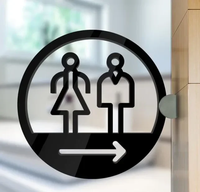 Door Sign Double-sided Side Mounted Restroom Reminder Sign Men's and Women's Bathroom Signage Acrylic Hotel WC Toilet Signage: WATER GREEN