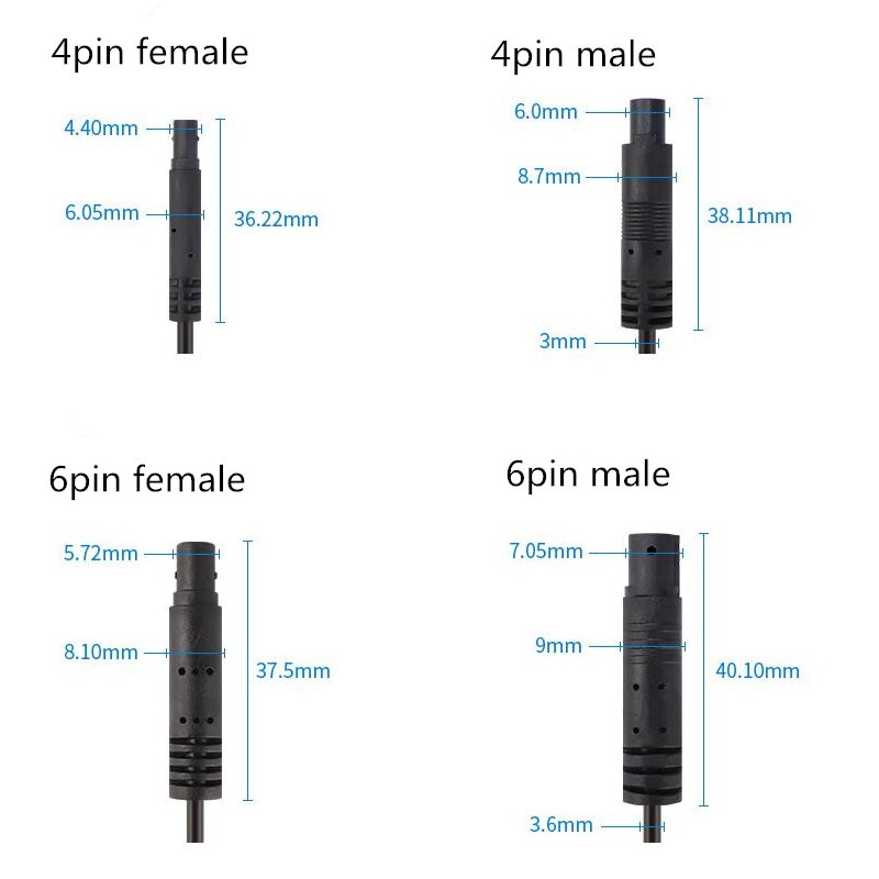 1Pcs 4pin Of 6pin Man-vrouw Cord Auto Camera Verlengkabel Achteruitrijcamera Lijn Man-vrouw Cord